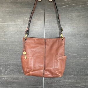 Fossil Brown Pebbled Leather Bag